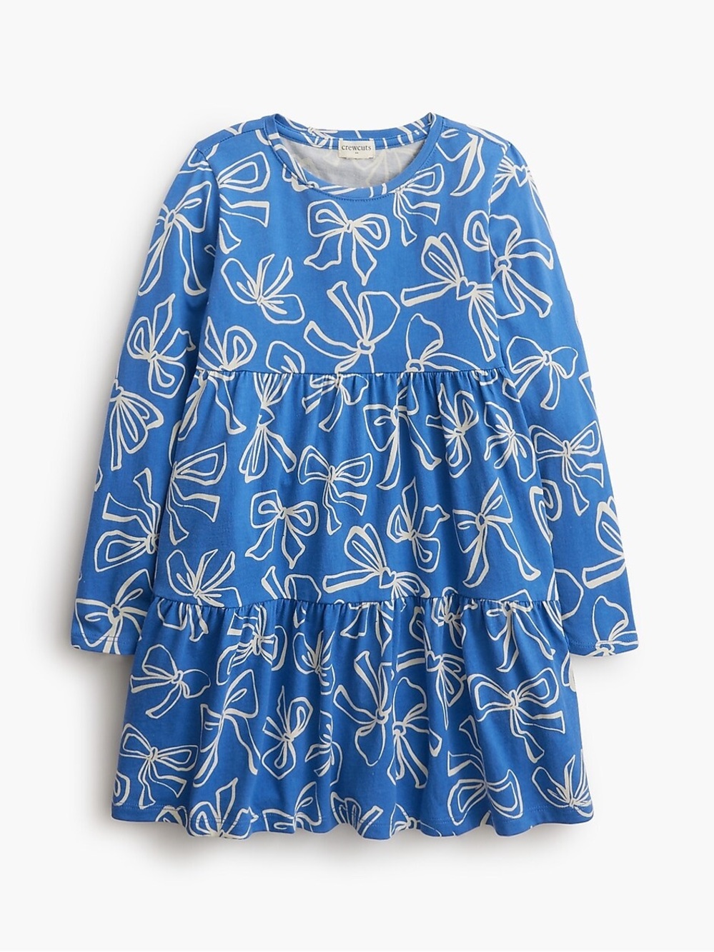 NEW J.Crew Girls' Blue Bow Tiered Knit Long Sleeve dress 4T NWT